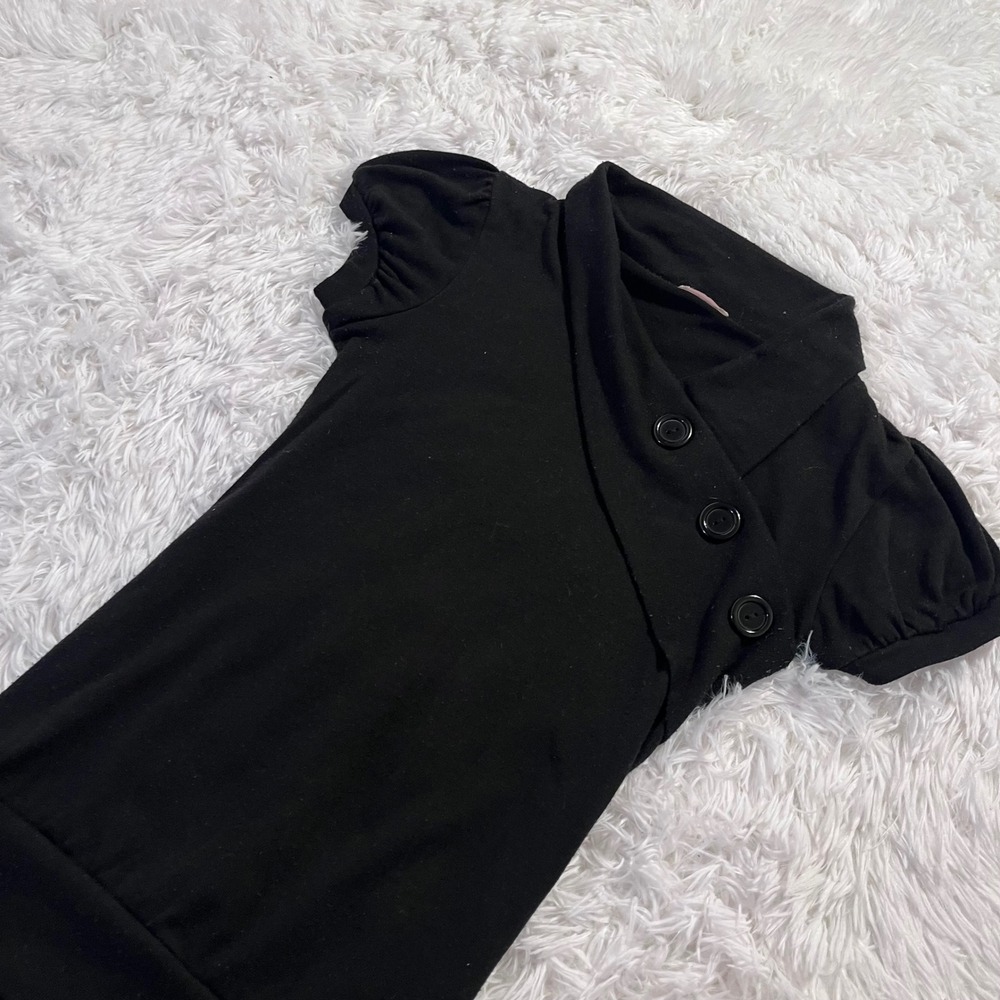 y2k vintage black puff sleeve button detail top small - Picture 3 of 6